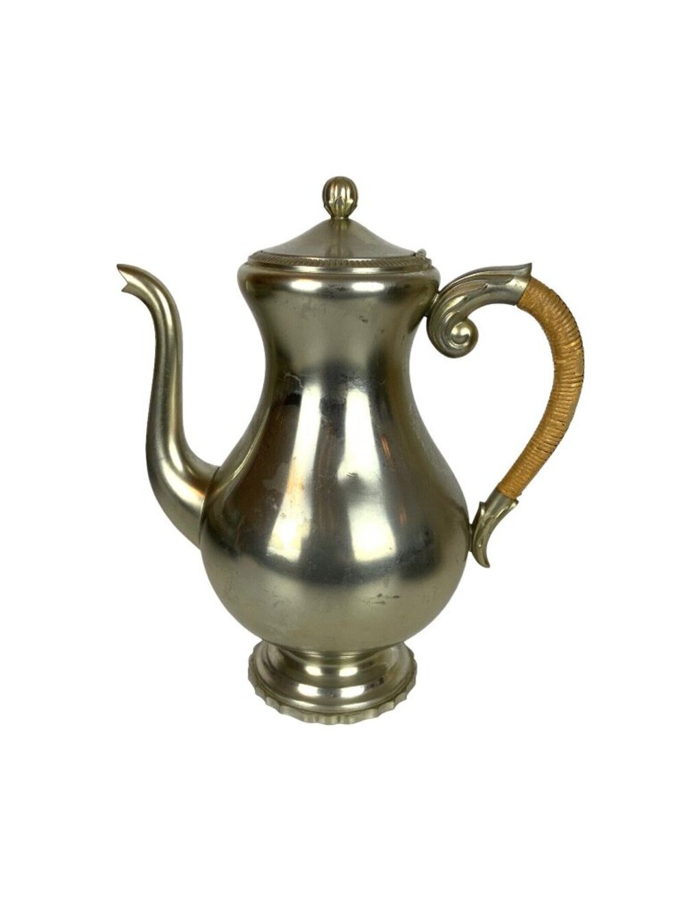 Royal Holland Daalderop KMD Pewter Coffee Pot Server Woven Handle Hinged Lid